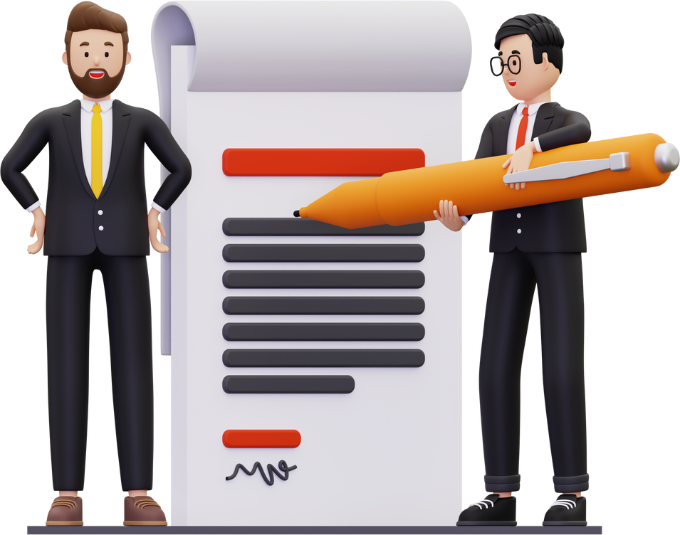 3d Businessmen agree to sign a cooperation contract
